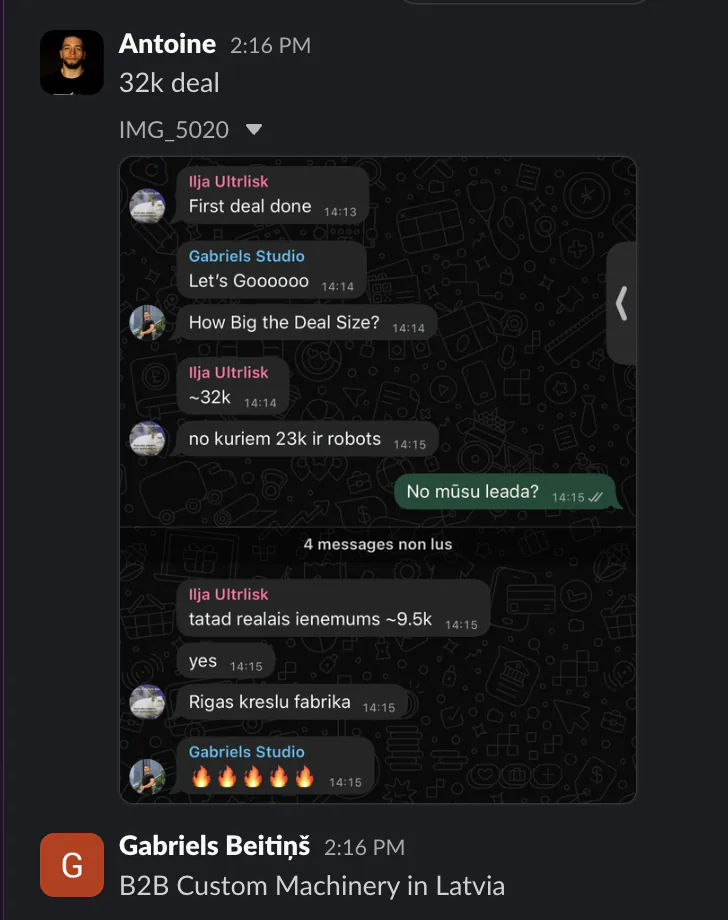 Team chat: 32k deal closed